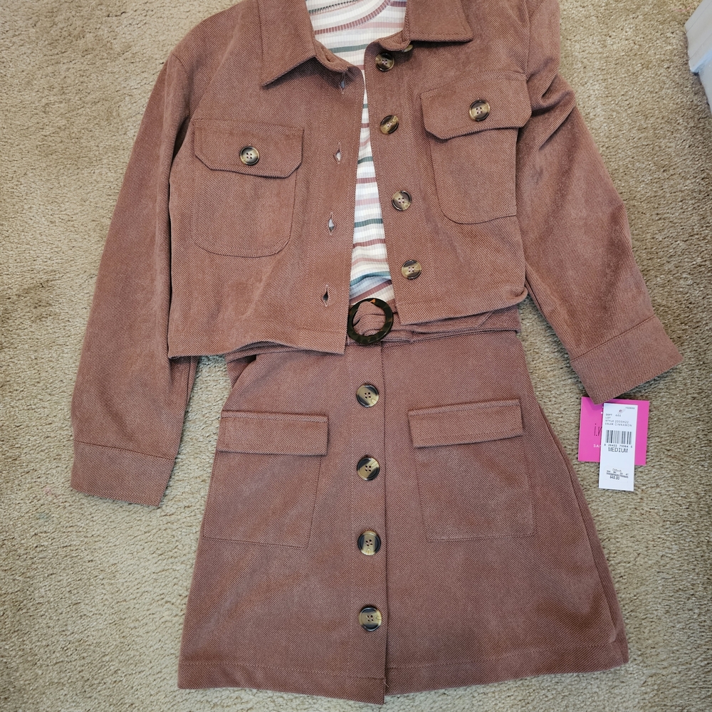 Brown Tailored Blazer Matching Set with Lapels